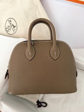 NEW 2026! Hermes Mini Bolide Etoupe Chevre Mysore Palladium Hardware